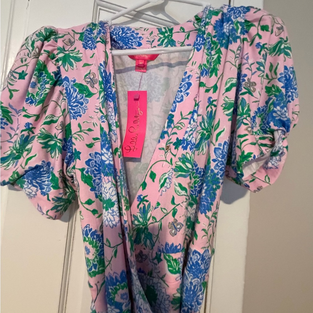 Lilly Pulitzer Conch Shell Pink Dress with Blue and Green Floral